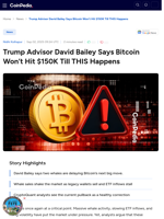 Trump Advisor David Bailey Says Bitcoin Won’t Hit $150K Till THIS Happens