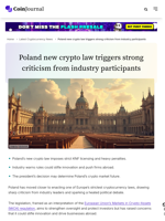 Poland new crypto law triggers strong criticism from industry participants - CoinJournal
