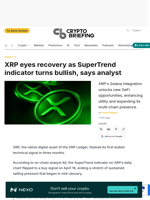 XRP eyes recovery as SuperTrend indicator turns bullish, says analyst