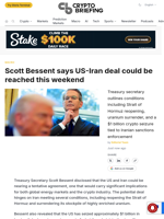Scott Bessent says US-Iran deal could be reached this weekend