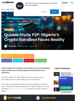 Quidax Shuts P2P: Nigeria's Crypto Sandbox Faces Reality | Live Bitcoin News