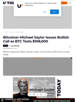 Bitcoiner Michael Saylor Issues Bullish Call as BTC Tests $108,000