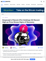 Grayscale’s Filecoin Bet Grows as FIL Price Rebounds