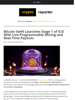 Bitcoin Swift Launches Stage 1 of ICO With Live Programmable Mining and Real-Time Payouts