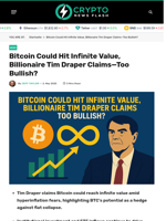 Bitcoin Could Hit Infinite Value, Billionaire Tim Draper Claims—Too Bullish?