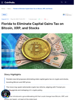Florida to Eliminate Capital Gains Tax on Bitcoin, XRP, and Stocks