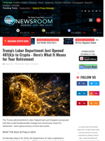 
Trump's Labor Department Just Opened 401(k)s to Crypto - Here's What It Means for Your Retirement | Cryptocurrency News Live | Breaking Crypto News - Realtime Prices, Analysis, Predictions...
