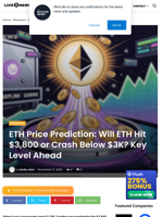 ETH Price Prediction: Will ETH Hit $3,800 or Crash Below $3K? Key Level Ahead | Live Bitcoin News
