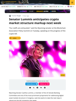 Senator Lummis is Anticipating Crypto Market Structure Markup Next Week