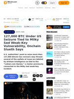 127,000 BTC Under US Seizure Tied to Milky Sad Weak-Key Vulnerability, Onchain Slueth Says – Crypto News Bitcoin News