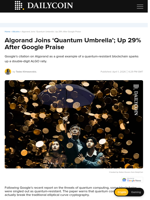 Algorand Joins ‘Quantum Umbrella’; Up 29% After Google Praise - DailyCoin