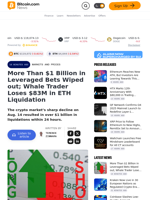 More Than $1 Billion in Leveraged Bets Wiped out; Whale Trader Loses $83M in ETH Liquidation – Markets and Prices Bitcoin News