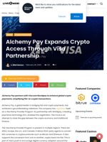 Alchemy Pay Expands Crypto Access Through Visa Partnership | Live Bitcoin News