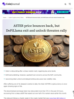 ASTER price bounces back, but DeFiLlama exit and unlock threaten rally - CoinJournal