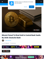 Deutsche Bank: Bitcoin On Central Bank Balance Sheets By 2030”