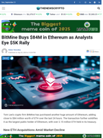 BitMine Buys $84M in Ethereum as Analysts Eye $5K Rally