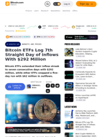 Bitcoin ETFs Log 7th Straight Day of Inflows With $292 Million – Bitcoin News