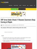 XRP Army Under Attack: 4 Reasons Scammers Keep Coming at Ripple