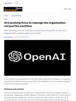 AI is pushing firms to redesign the organization, not just the workflow - Blockchain.News