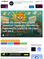 Shiba Inu News: New Crypto Investors’ Favourite Remittix Is Expected To Top $5 In Q4 From Just $0.11 | Live Bitcoin News