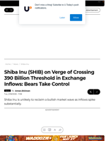 Shiba Inu (SHIB) on Verge of Crossing 390 Billion Threshold in Exchange Inflows: Bears Take Control - U.Today