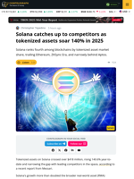 Solana Catches Up to Competitors as Tokenized Assets Soar 140% in 2025