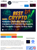 Polkadot, Remittix, Hedera & Cardano Are Backed By Experts As The Best Crypto To Buy Now | Live Bitcoin News