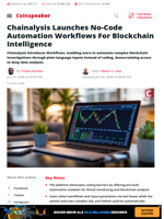 Chainalysis Launches No-Code Automation Workflows For Blockchain Intelligence - Coinspeaker