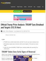Official Trump Price Analysis: TRUMP Eyes Breakout and Targets $15.70 Next