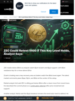 ZEC Could Retest $600 if This Key Level Holds, Analyst Says | Live Bitcoin News