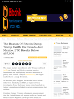 The Reason Of Bitcoin Dump: Trump Tariffs On Canada And Mexico, BTC Breaks Below $87,000 - Bitcoinik