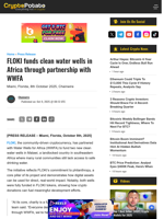 FLOKI funds clean water wells in Africa through partnership with WWFA