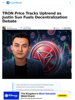 TRON Price Eyes Uptrend as Justin Sun Talks Decentralization