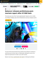 Balancer Says Code Exploit, Batched Swaps the Root Cause of $116M Hack