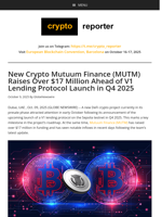 New Crypto Mutuum Finance (MUTM) Raises Over $17 Million Ahead of V1 Lending Protocol Launch in Q4 2025
