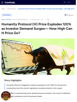 Humanity Protocol price Explodes 120% as Investor Demand Surges— How High Can H Price Go?
