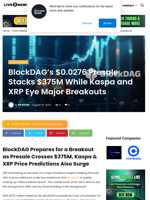 BlockDAG’s $0.0276 Presale Stacks $375M While Kaspa and XRP Eye Major Breakouts | Live Bitcoin News