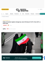 Odds of Iranian regime change by June 30 drop to 13.5% from 20% a week ago