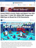 Invest $500 in Arctic Pablo and Watch Your ROI Soar Over 11,844.78% While XRP Surges and BNB Eyes to Break the $700 Resistance - TheNewsCrypto