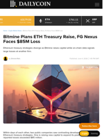 Bitmine Plans ETH Treasury Raise, FG Nexus Faces $85M Loss - DailyCoin