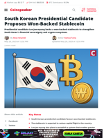 Korean Candidate Proposes Stablecoin Pegged to Won