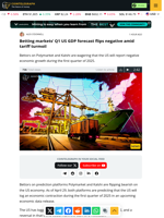Betting markets’ Q1 US GDP forecast flips negative amid tariff turmoil