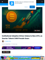 Institutional Adoption Driving Solana to a New ATH, as Snorter Token Soars