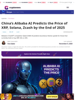 Alibaba AI Predicts Prices for XRP, Solana and Zcash