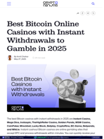 Best Bitcoin Online Casinos with Instant Withdrawals to Gamble in 2025