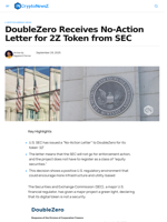 DoubleZero Receives No-Action Letter for its Token from SEC