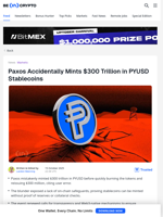 How Paxos $300 Trillion PYUSD Mint Could Damage Stablecoins
