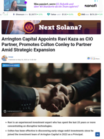 Arrington Capital Appoints Ravi Kaza as CIO Partner, Promotes Colton Conley to Partner Amid Strategic Expansion - TheNewsCrypto