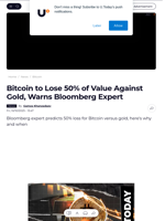 Bitcoin to Lose 50% of Value Against Gold, Warns Bloomberg Expert - U.Today