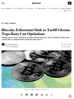 Bitcoin, Ethereum Sink as Tariff Gloom Tops Rate Cut Optimism - Decrypt